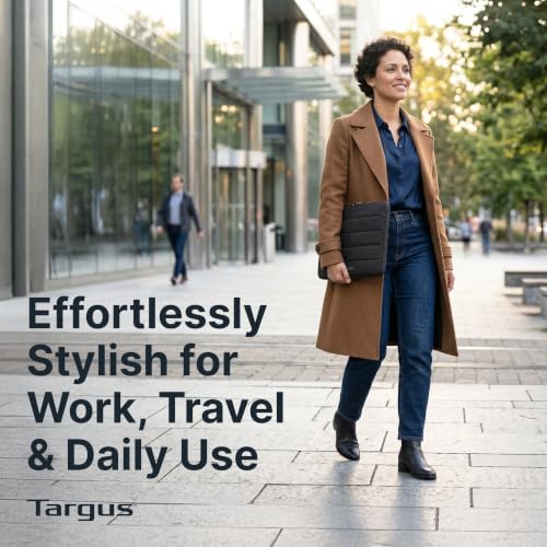 Targus 15–16 Inch Puffer Laptop Sleeve, Lightweight Protective Sleeve with Plush Interior, Front Accessory Pocket, Double Zippers, Slim & Stylish Design, Black TBS975GL