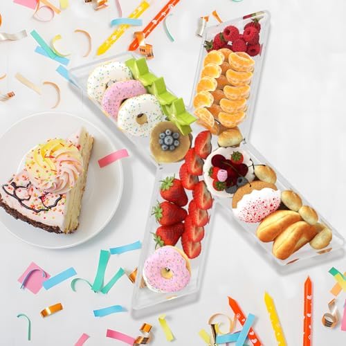 13.8" Extra Large Acrylic Letter Charcuterie Board Box, Reusable Fillable Letter Cake Candy Dish Display Serving Tray for Birthday Anniversary Party Decoration (X)