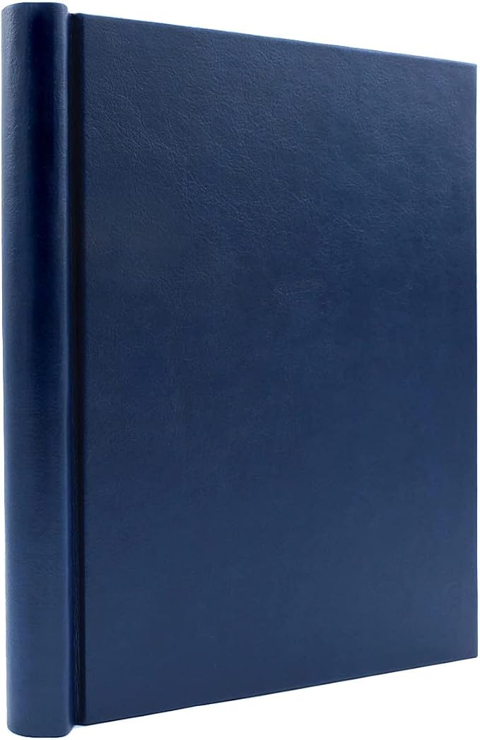 Faux Leather Springback Thesis Binder - Blue, 2" Spine, by Bindertek | 250 Sheet Capacity, High-Tension Spring Clamp Style, Perfect for Thesis Work, Legal Documents, Menus, Portfolios, Photography