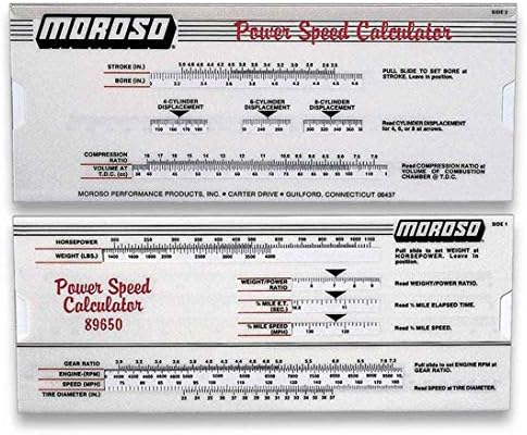 Moroso - 89650 POWER-SPEED CALCULATOR