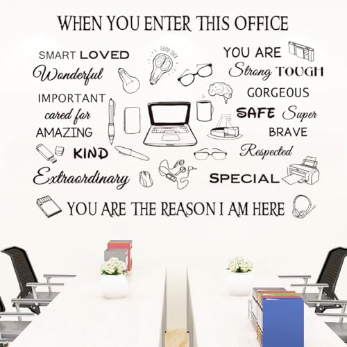 Office Inspirational Wall Decals Positive Sayings Peel and Stick Vinyl Quotes Wall Decor Motivational Teamwork Company Wall Art for Bedroom Study Office Wall Stickers and Murals Decor