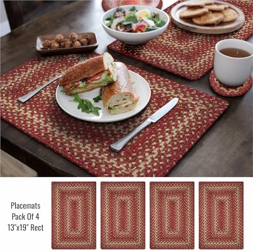 Homespice Apple Pie Jute Braided Placemats, Rect 13x19 Set of 4