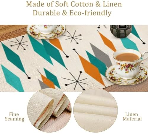 Mid Century Modern Table Runner,Table Runners for Kitchen Dining Modern Tables Decor Decoration for Kitchen Family Dinner Table Holiday Party Farmhouse 13 x 70 Inch