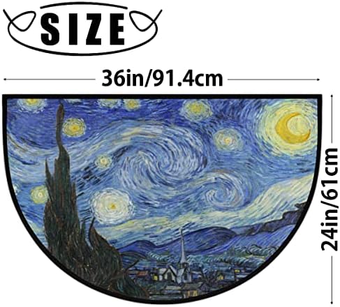 Pardick Starry Night Half Round Door Mat, Oli Painting Galaxy Welcome Entrance Way Rug Semi Circle Front Doormats Washable Shoe Scraper Floor Mat Outdoor Rugs for Garage, Patio, High Traffic Area