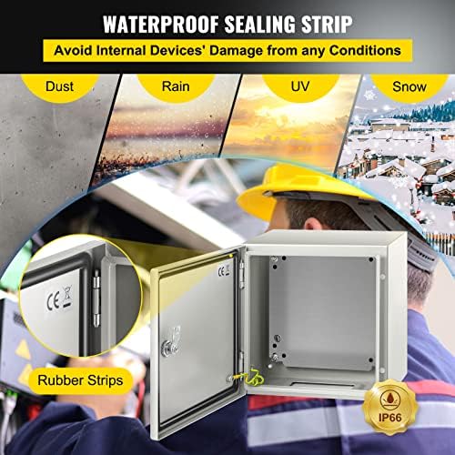 VEVOR NEMA Steel Enclosure, 12" x 12" x 8" NEMA 4X Steel Electrical Box,IP66 Waterproof & Dustproof,Outdoor/Indoor Electrical Junction Box,with Mounting Plate
