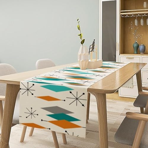 Mid Century Modern Table Runner,Table Runners for Kitchen Dining Modern Tables Decor Decoration for Kitchen Family Dinner Table Holiday Party Farmhouse 13 x 120 Inch