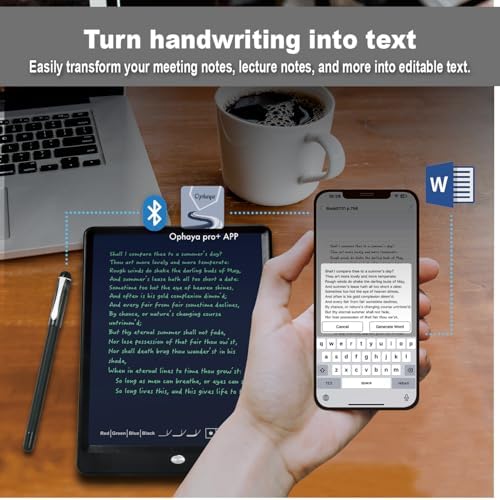 Ophayapen Digital Smart Pen and Writing Board Set, Real-time Sync for Digitizing, Convert to Text,Storing, and Sharing Your Notes, Compatible with Smartphone (Android and iOS)