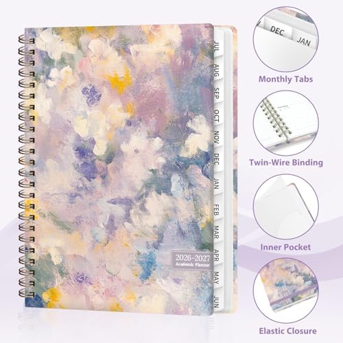 Planner 2026-2027, Weekly and Monthly Academic Year Calendar Planner, July 2026 - June 2027, Daily Agenda Book for Office School Supplies, A5(6.3'' x 8.5'')