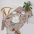 Rustic Forest Tablecloth, Pink Woodland Wild Animal Hare Squirrel Owl Snail Flowers Mushroom Table Cloth for Home Kitchen Dining Outdoor Patio Wedding Decor 55x75in