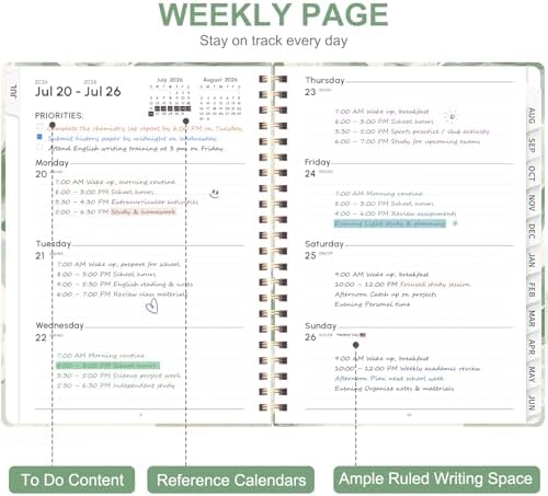 Planner 2026-2027, Weekly and Monthly Academic Year Calendar Planner, July 2026 - June 2027, Daily Agenda Book for Office School Supplies, A5(6.3'' x 8.5'')