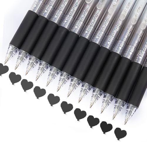 12Pcs Retractable Erasable Gel Pens Clicker,Fine Point 0.7mm Smooth Writing Pens,For Writing Journaling Taking Notes School Office Home. (12Black)