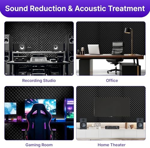 1 Pack Sound Proof Foam Panels for Walls, 48" x 24" x 2" Self-Adhesive Acoustic Panels, High Density Egg Crate Sound Dampening Panels for Recording Studio, Home Office