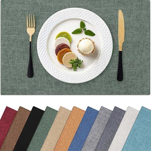 Homaxy Cloths Placemats for Dining Table Set of 4, 13" x 19", Green