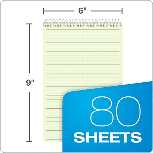 TOPS Steno Books, 6" x 9", Gregg Rule, Green Tint Paper, 80 Sheets, 12 Pack (8021)