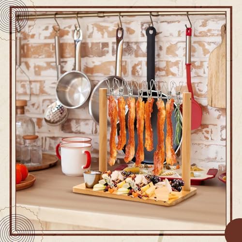 Bamboo 13 x 7.2 x 10.6 Inches Bacon Display Rack Wooden Bacon Tray