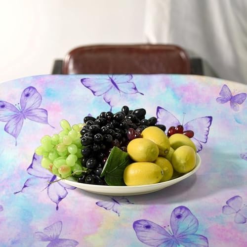 Dreamy Butterfly Tablecloth, Colorful Butterflies Watercolor Blue Purple Print Table Cover for Outdoor Party Picnic Kitchen Dinning Table Decor 60x110in
