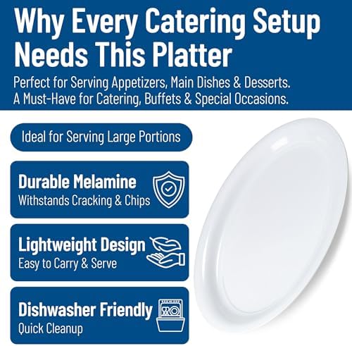 Carlisle FoodService Products Displayware Plastic Catering Platter 21" x 15" White
