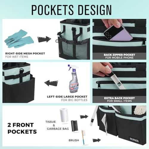 SCAVATA Compact Wearable Cleaning Caddy with Handle & Shoulder Straps