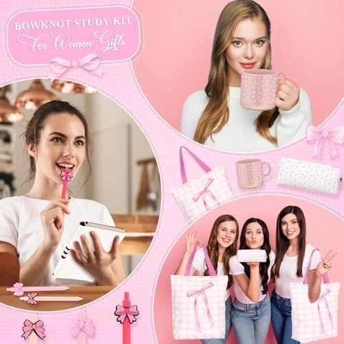 Reallnaive 25 Pcs Pink Stationery Set for College Back to School
