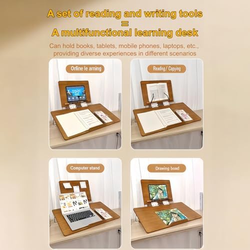 Ergonomic Posture Correcting Double-Layer Adjustable Writing Slant Board - 0-80° Tilt Adjustment, 15.4x11 Top /19.7x14.2 Base - Desktop Reading/Writing Stand for Studying, Working, Drawing