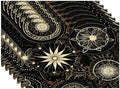 Batmerry Circular Patterns Floral Designs Placemats, Black and Gold Decorative Patterns Washable Linen Table Mats for Kitchen Table Double Insulation Decor Dining Set Indoor Outdoor 12X18 in Set of 6