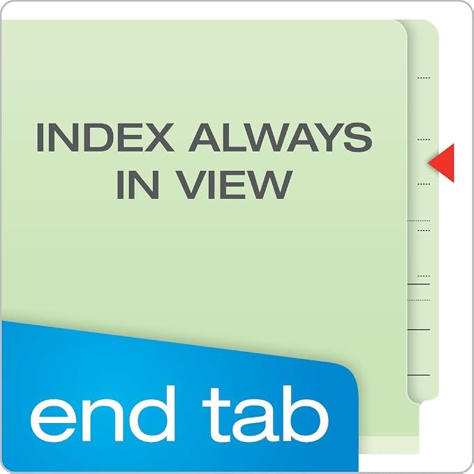 Pendaflex Pressboard End-Tab Classification Folders, Letter Size, 2 Dividers, 2.5" Expansion, Light Green, Straight Cut Tabs, 10/BX (23224)