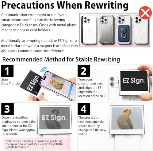 [Santek] EZ Sign NFC E-Paper Display – No Battery, Ultra-Thin 0.13”, Rewritable 4-Color Digital Display, App-Controlled (iOS/Android/PC), IP65 (White, 4.2 inch)