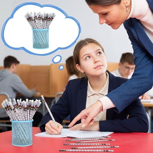 Tenceur 100 Pcs Multiplication Tables Motivational Pencils with Erasers Bulk 7.3 Inches Student Incentives Recognition Education Award Prize for Teacher School Classroom Reward Supplies