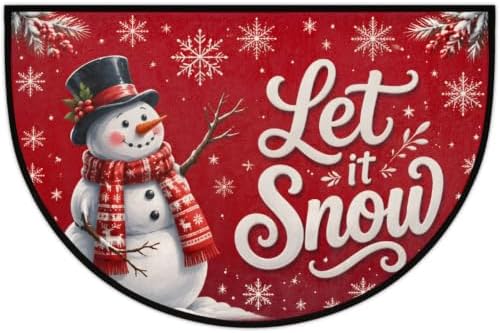 Christmas Half Round Door Mat Welcome Entrance Rug Outdoor Indoor A2