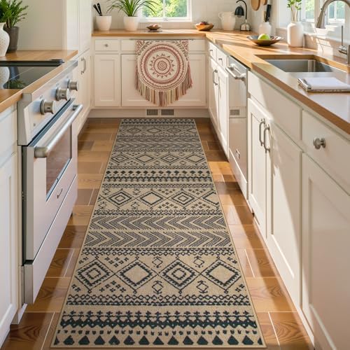 Lahome Boho Washable Easy Jute Runner Rug, 2x8 Kitchen Runner Rug Non Slip