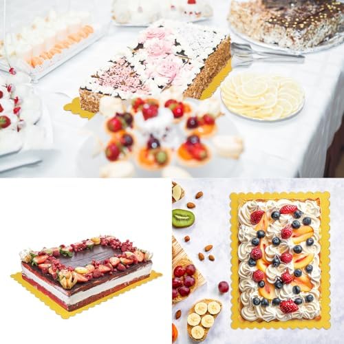 50 Pcs Gold Cake Boards, 14 x 10 Inch Rectangular
