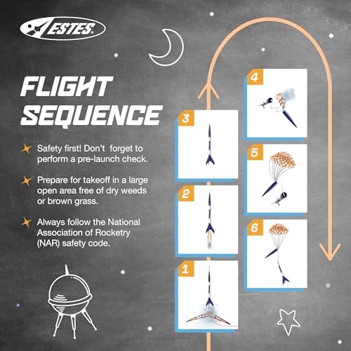 Estes 2452 Athena Rocket-Building Kit, Prebuilt Beginner Flying-Rocket Model Kit for Ages 10+, Blue