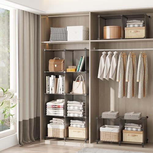 AWTATOS Cube Storage Organizer, Closet Organizers, 6 Cube Shelf, Grey
