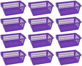 YBM HOME Plastic Perforated Storage Basket Bin Office Drawer, Shelf Desktop Countertop Tray Organizer 32-1188 (12, Purple)