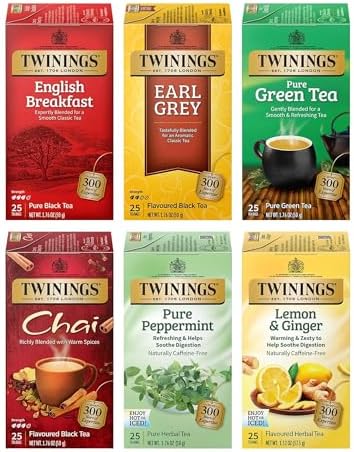 Twinings Variety Pack Tea Bag Sampler, 25 CT Box (6 Pack)