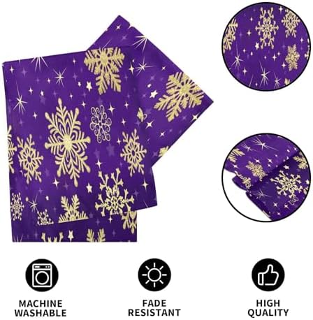 ALAZA Double-Sided Winter Violet Purple with Gold Snowflakes Christmas Table Runner 18x72 Inches Long,Table Cloth Runner for Wedding Birthday Party Kitchen Dining Home Everyday Decor
