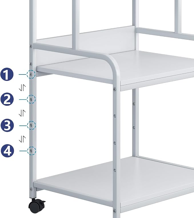 Arbuxzuy Printer Stand with Storage Shelf,3 Tier Printer Cart with Wheels,Mobile Printer Table for Home Office,Stands for Printer Heat Press Scanner Fax,Industrial Style (White)