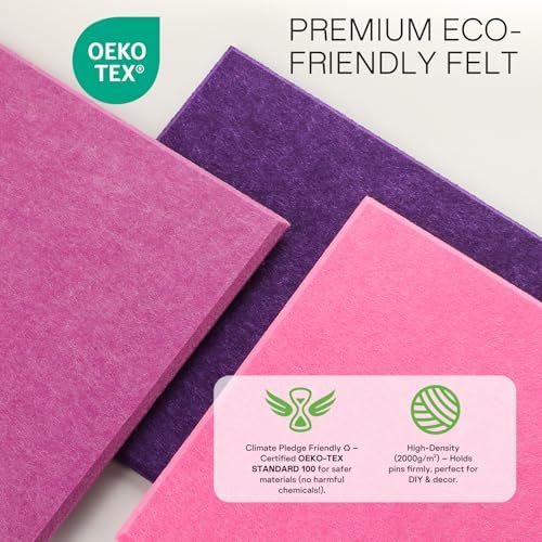 MaxGear Felt Bulletin Board 48" x 36", Pink Felt Wall Tiles Wall Decor