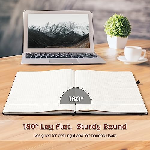 Graph Paper Notebook,Large 8.5 x 11 Hardcover Leather Journal for Women Men