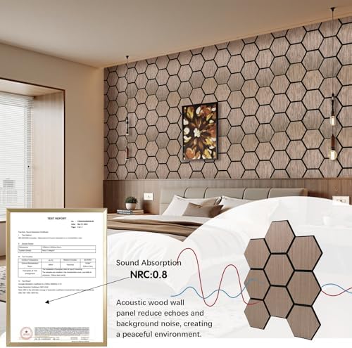 Hexagon Acoustic Wall Panels, Self-Adhesive Sound Absorbing Wall Panel by ARMURO, 4 Pack Covers 19.27 Sq Ft, Peel and Stick Noise Reducing for Home Office Studio Bedroom Wall Decor