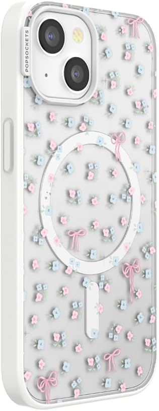 PopSockets iPhone 15 Phone Case with MagSafe, Wireless Charging Compatible, Bow - Bows & Blooms