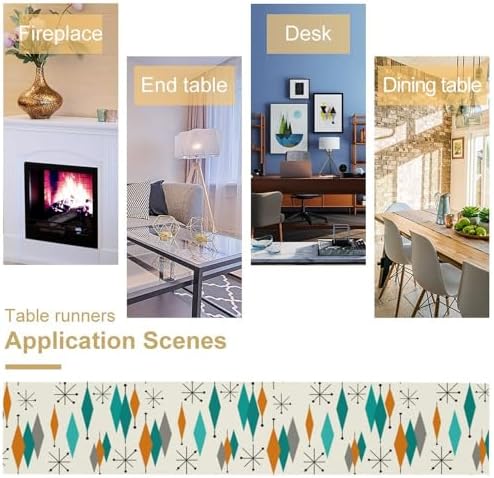 Mid Century Modern Table Runner,Table Runners for Kitchen Dining Modern Tables Decor Decoration for Kitchen Family Dinner Table Holiday Party Farmhouse 13 x 70 Inch