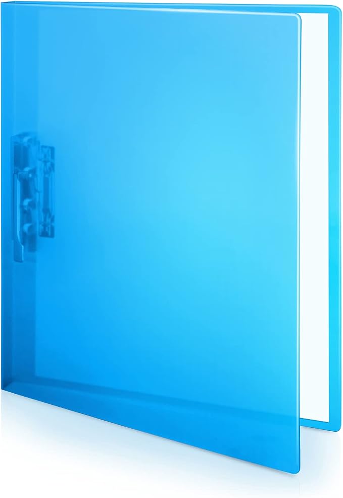 CRANBURY Punchless Clamp Binder, Ringless 8.5x11 Folder, Blue | CRANBURY Punchless Clamp Folder, 8.5x11 Clear File, Metal Clip, Poly Cover