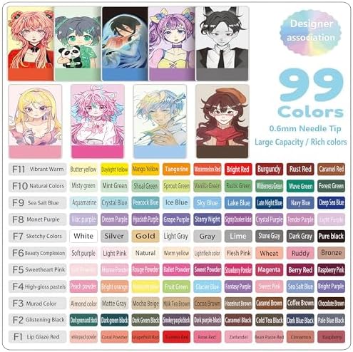 99 Colored Gel Pens Set, 0.6mm Fine Point for Black Paper & White Paper, Pens for Journaling, Adult Coloring Books, Bible, Drawing, Note Taking, Art & Journaling Supplies