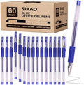Blue Gel Pens Bulk, 60 Pack 0.7mm Fine Point Gel Ink Rollerball Pens, Smooth Quick-Dry Blue Ink No Smear, Comfortable Grip Pens for School, Office, Grading, Journaling & Note-Taking