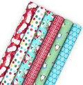 Hallmark Kids Christmas Wrapping Paper Rolls with Cutlines on Reverse (6 Rolls: 180 Sq. Ft. Total) Snowman, Snowflakes, Penguins, Santa Claus