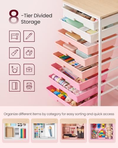 VASAGLE Rolling Cart with Drawers, Craft Organizers and Storage