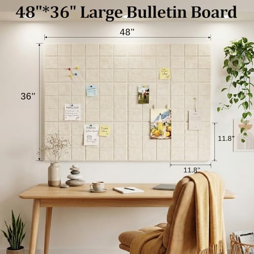 Large Felt Bulletin Board for Walls: 12-Pack Black Cork Board Alternative 11.8x11.8 Inch Peel and Stick Pin Board Wall Decor for Home Organization, Office Memo Board, Self-Adhesive Wall Tiles