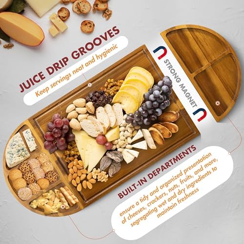 Extra Large Charcuterie Board, 30''x13'' Acacia Cheese Board Set