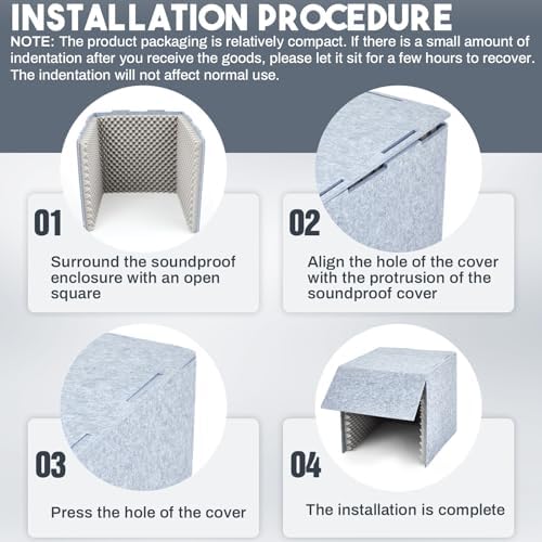 Pushglossy 28 x 28 x 28 Inch Desktop Soundproof Cover Portable Vocal Recording Booth Vocal Absorbing Shield Microphone Isolation Booth Cube for Sound Clearer Home Music Studio Podcasts Recording, Grey
